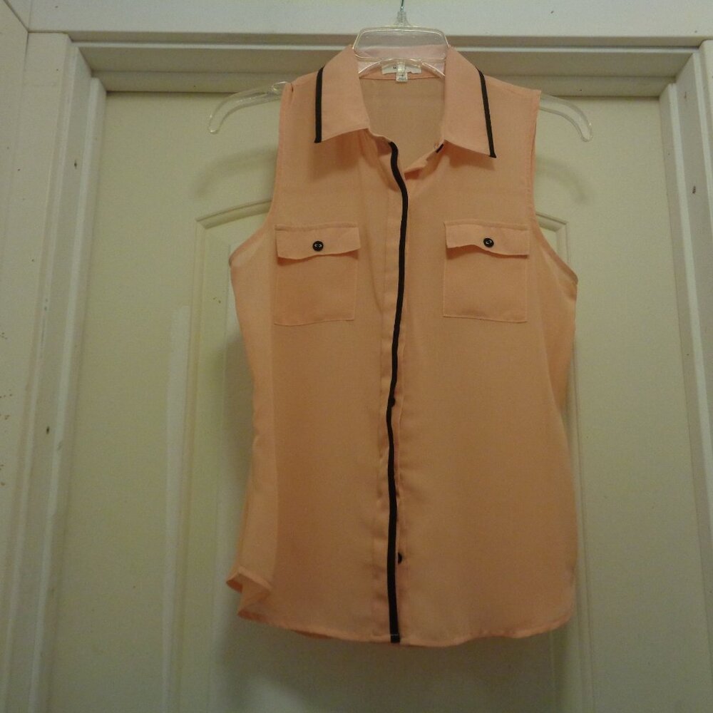 SHEER DELIGHT GIRL ORANGE SHERBERT W PIPING BLOUSE BY MINE S